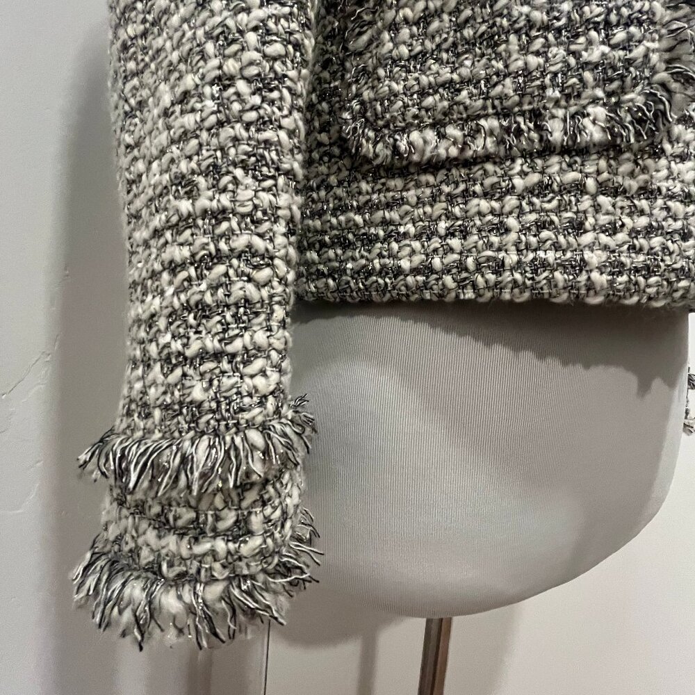 J. Crew Olympia Lady Jacket Metallic Tweed Fringe Trim Size 0 - Picture 13 of 13